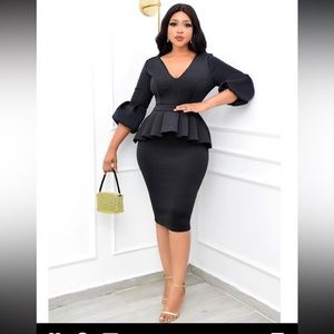 Black scuba peplum dress